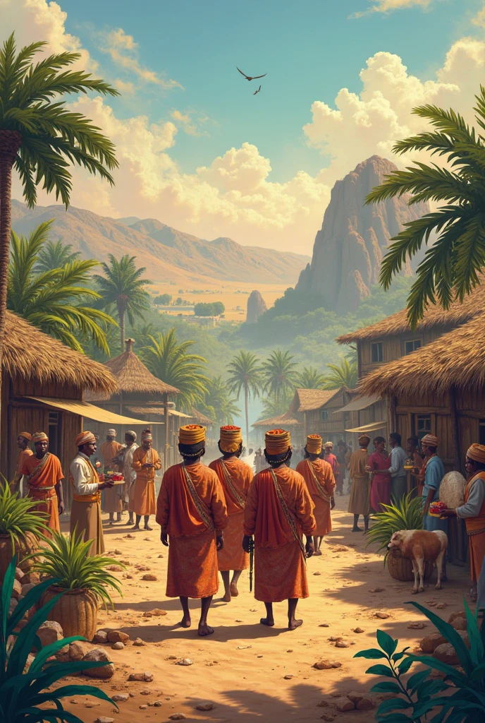 give me different local African village settings for The 4 wise men