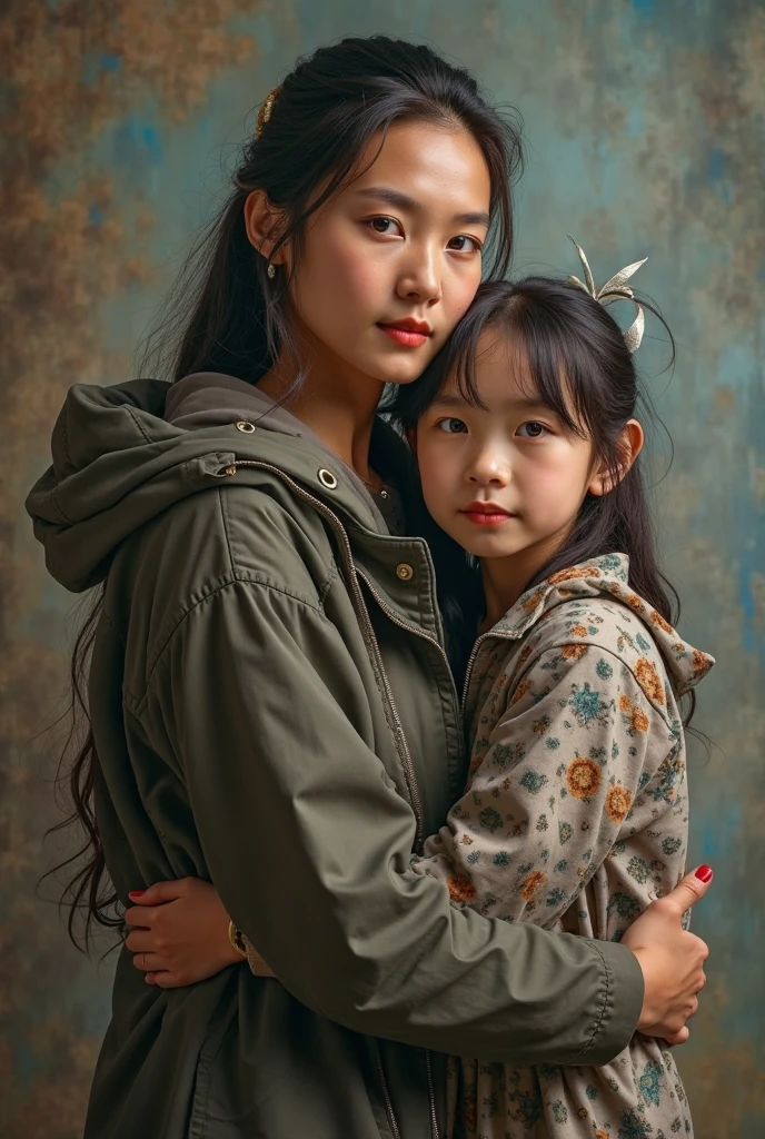 A portrait of (Image of an adult person and an image of a  playing to illustrate the idea)
