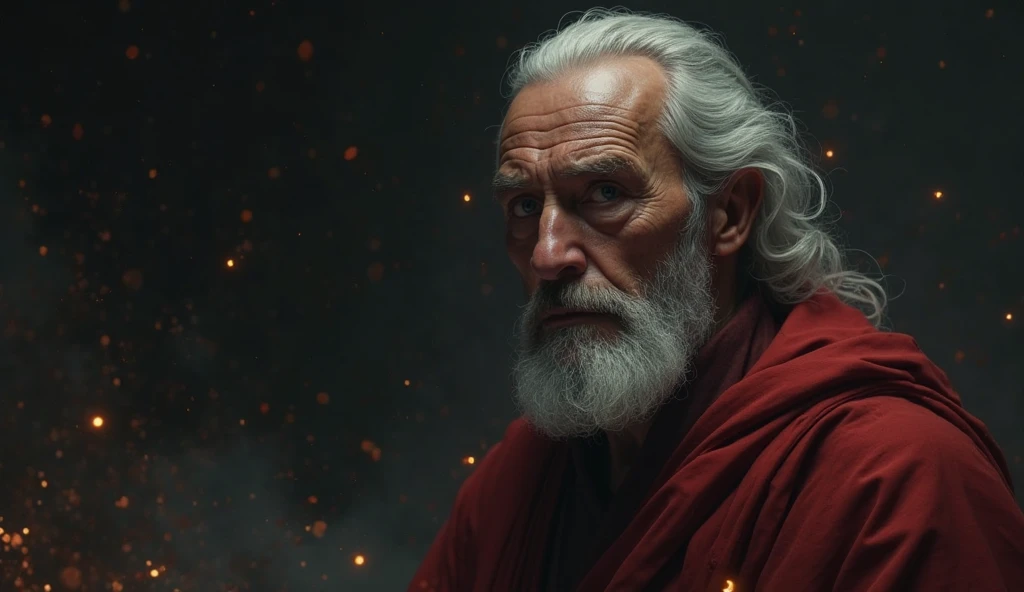 man old, (1 men:1.5), hair grey, black skin, greybeard, gray mustache, greeneyes, staring overhead, otherworldly scenery, Unclothed, From head to chest, aura of green around – An experienced elder, (1.5m high), com hair grey volumosos, aged ash complexion, framed by a thick greybeard and mustache, his expressive greeneyes fixed on the heavens, in an ethereal scene from outer space, reduced to the essentials, captured from head to chest, enveloped in a halo of verdant aura. Gold,