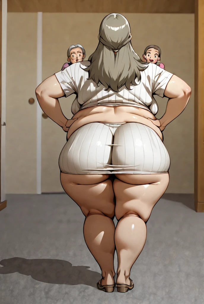 Score_9, score_8_up, score_7_up, score_6_up, score_5_up, score_4_up, source_anime, cute milf girl, detailed eye, BREAK Mamako Ohsuki, conservative white dress, bare shoulders, twist hair, accessories, sagging gigantic huge biggest breasts, huge areolae, areola slip, long nipple, dark nipple, hairy, hairy armpit hair, Japanese, cute Japanese, sweating, heart mark words, in home, naughty kid, blushing, family atmosphere, bukkake, back view, view from behind, makeup, ass, wide hip, hugging kid, asshole, babysitter, looking asshole, grabbing ass