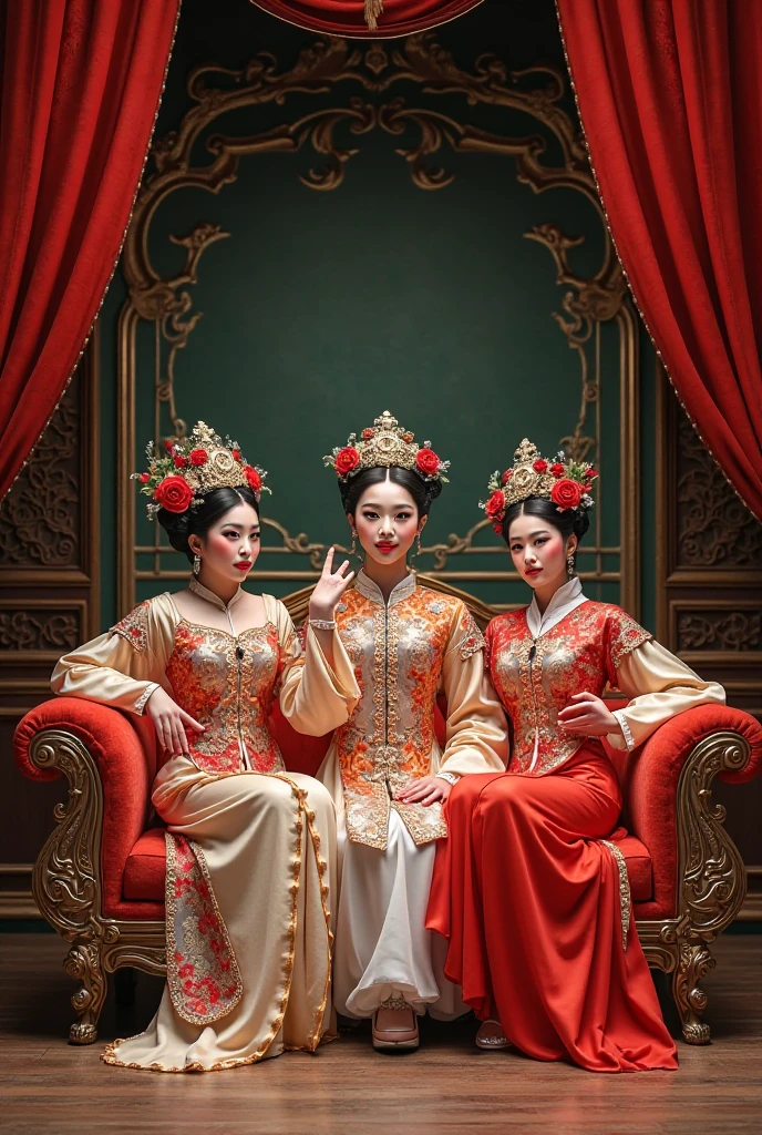 Combine Cantonese opera Dan characters and sofas to create a sofa picture