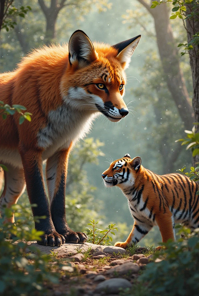 A fox and taigars