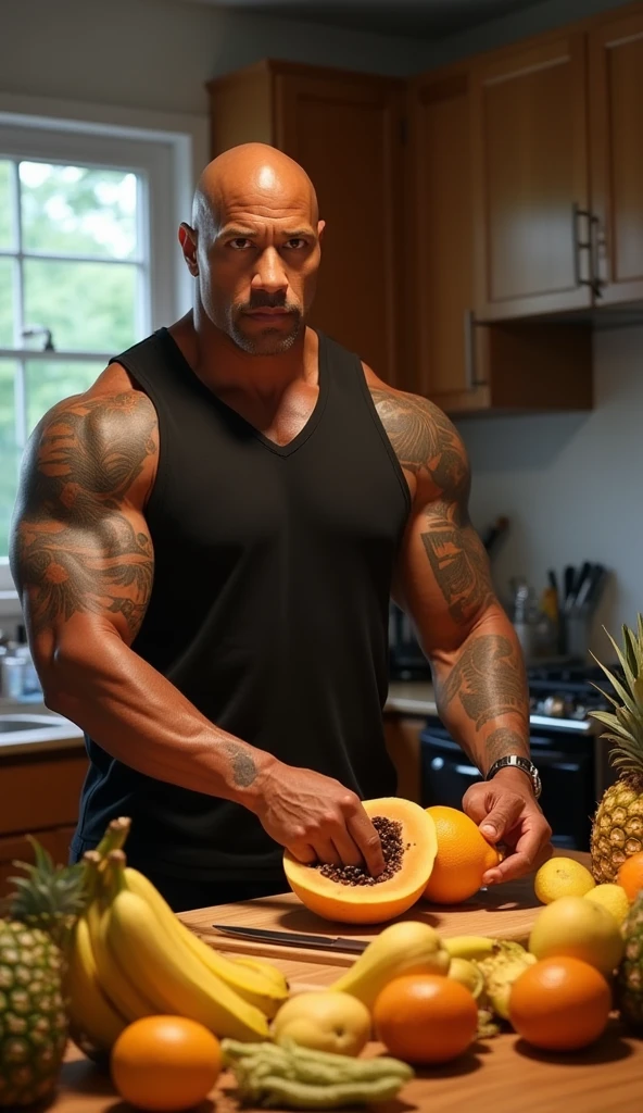 Dwayne the rock Johnson eating banana