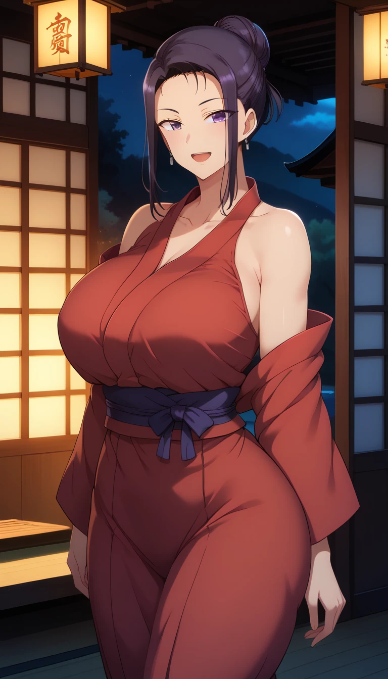 ultra realistic 8k cg, masterpiece, ((ultra detailed background, intricate detail, highly detailed, fine details best quality, hyperdetailed face)), gigantic breasts ,beautiful lighting, absurdres, BoaHancockV2, 1girl, solo, (black hair), long hair, jewelry, closed mouth, ), cleavage, (short kimono : 1.1), (cleavage),, curvy, midriff, curvy, thighs, shiny clothes), red eyes, complex detailed background, indoor, palace), ((cowboy shot)), curvy, (gigantic breasts: 1.1), seductive smile, cowboy shot, earrings, jewelry, elf ears