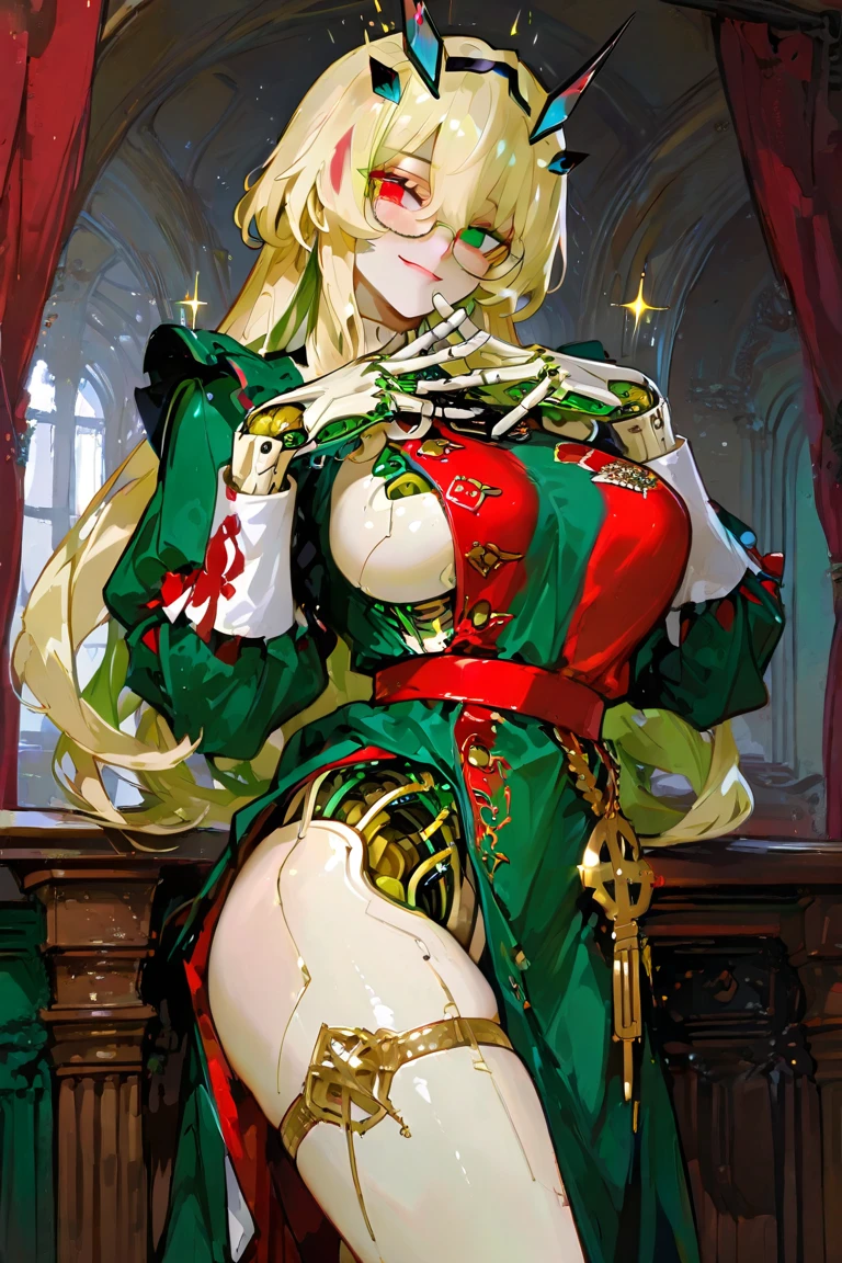 ultra-detailed, (bestquality), impeccable, green eyes, blonde hair, curly hair, busty, playful, seductive, (low cut outfit), (bunny ears), (thigh-high stockings), (heels), (winking), (lush lips), (sparkling eyes), (hourglass figure), (posing), (sitting on a chair)
