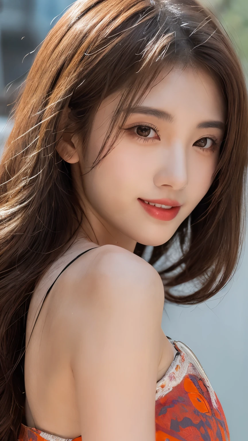 Highest quality, figure, Super detailed, In detail, High resolution, 8k wallpaper, Perfect dynamic composition, Beautiful attention to detail, Medium chest, Natural color lip, Random sexy poses,smile,、1 girl、Beaver,Long Hairstyles,dark