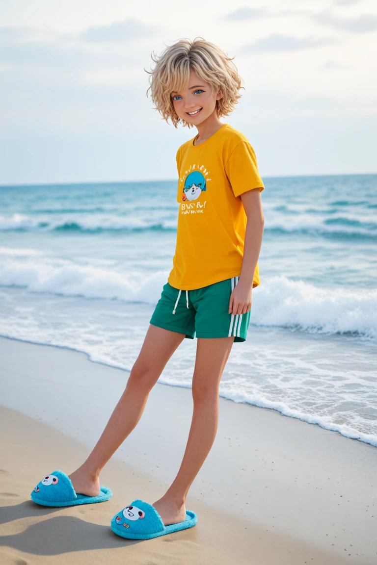 A sunny boy with blond hair who loves to play volleyball
