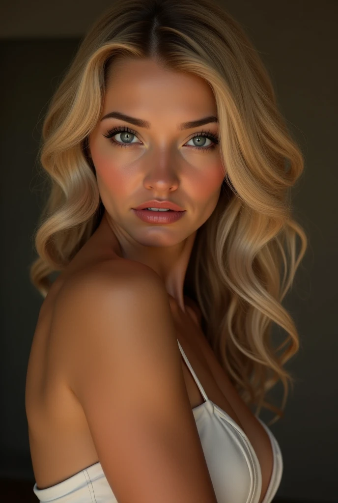 (photorealism:1.2)

A stunning alluring blonde hair woman, that exudes seduction and power. Her eyes are natural blue. Her figurine is alluring and curvaceous. The lighting is soft.