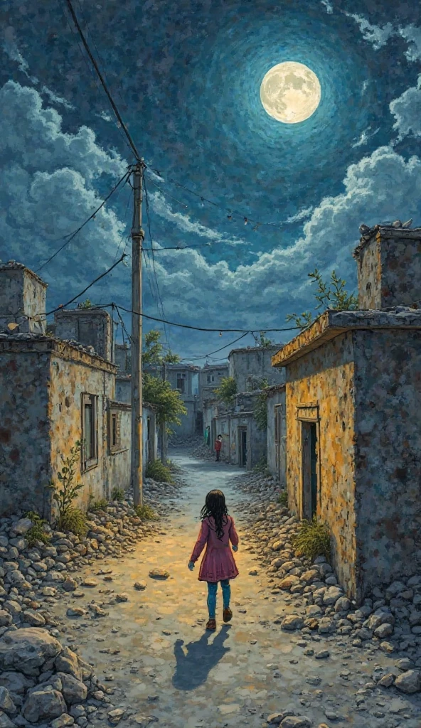 She used to go to school every day. Her favorite subject was art. She would fill her sketchbooks with drawings of her school, her friends playing in the yard, and moonlight spilling over the rooftop of her home. But now—that school is rubble. Her friends are scattered in refugee camps. Some are simply gone.