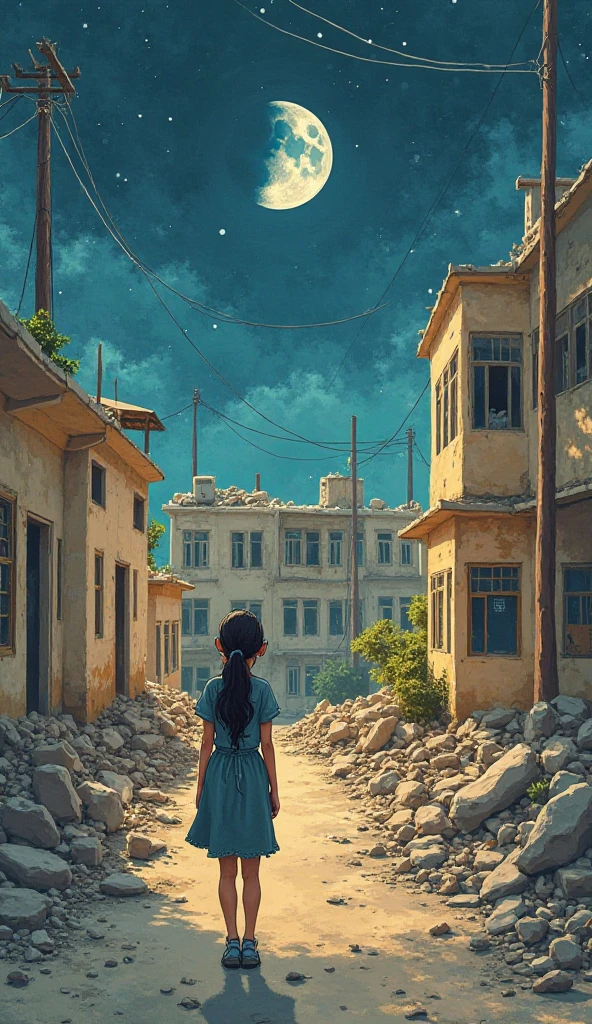 She used to go to school every day. Her favorite subject was art. She would fill her sketchbooks with drawings of her school, her friends playing in the yard, and moonlight spilling over the rooftop of her home. But now—that school is rubble. Her friends are scattered in refugee camps. Some are simply gone.