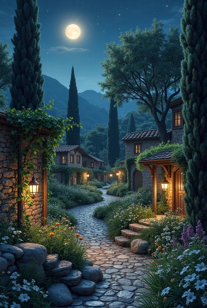 Create midnight garden theme ideas , Vineyards, rustic, detailed, 