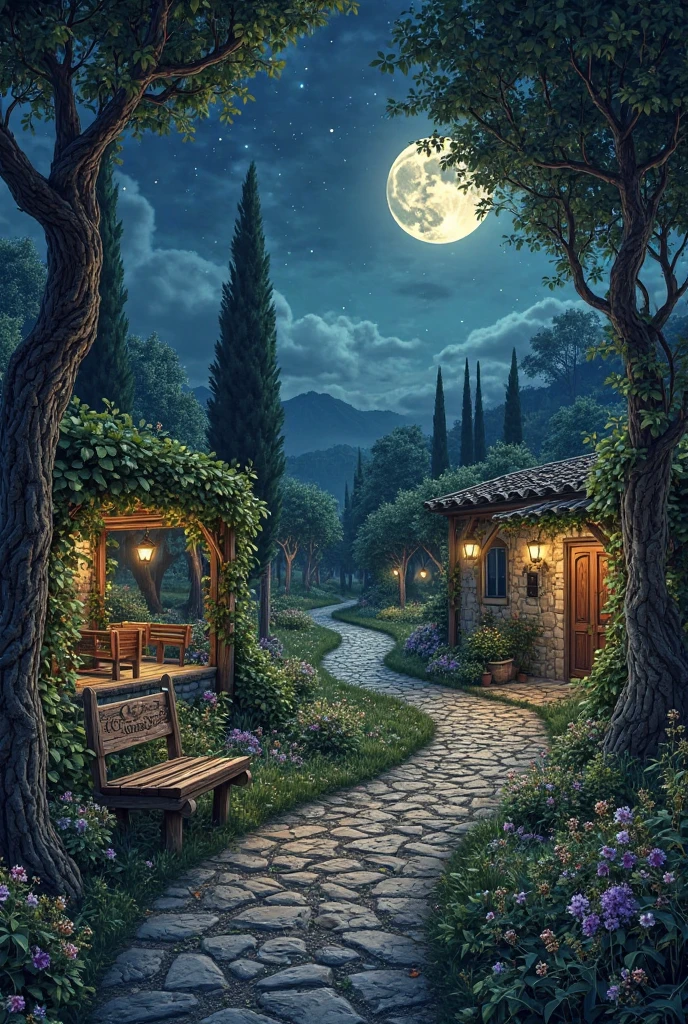 Create midnight garden theme ideas , Vineyards, rustic, detailed, 