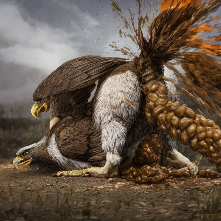 photorealistic, solo, ((((ass up, feral eagle, hyper excessive white feces, screaming)))), hyper realistic, cinematic colors, cinematic lighting, incredible detail, 16k resolution, award winning photography, ((((cloaca, feral, rear view)))), ((((white feces, white scat, excessive white feces spatter on wall, projectile white feces, scat explosion)))), ((((rear view, ass up))))