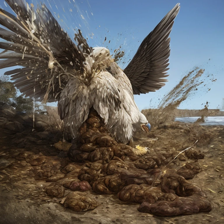 photorealistic, solo, ((((ass up, feral eagle, hyper excessive white feces, screaming)))), hyper realistic, cinematic colors, cinematic lighting, incredible detail, 16k resolution, award winning photography, ((((feral, rear view)))), ((((white feces, white scat, excessive white feces spatter on wall, projectile white feces, scat explosion)))), ((((rear view, ass up))))