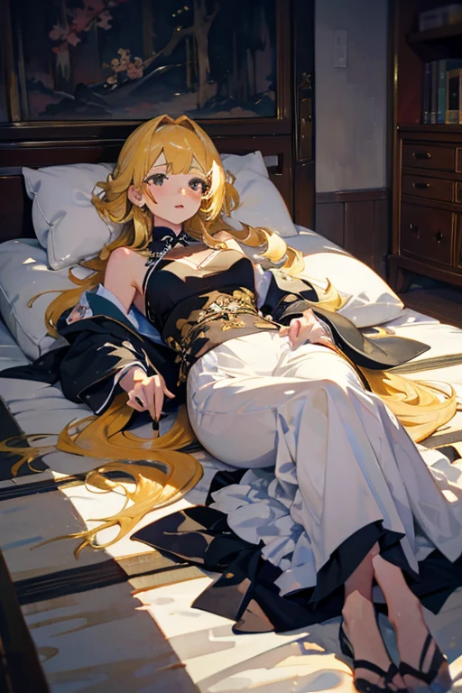 Beautiful girl,Extra-long hair,Shy,weeping,pantiess,get down on the bed,Bedrooms,gloves on the elbow,shairband,hair adornments,Hairpins,bangle,sweat profusely,Astringent,Underwear, underwear,blacksilk