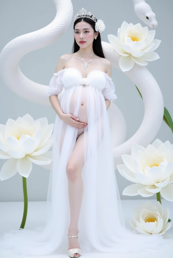 Big white elf tattoo on the little belly,There is a large green lotus tattoo on the chest,The clothes are ultra-thin and ultra-transparent,bathing,Long legs,Barefoot,whaite hair,Long hair,Single horsetail,Face straight ahead,Open crotch clothing,The chest is extra-large,Raised D cups,nakeness,The top cloth strip is bare,Pregnancy in October,Squat on the street,legs are open,Sticking out his tongue,Drooling --auto