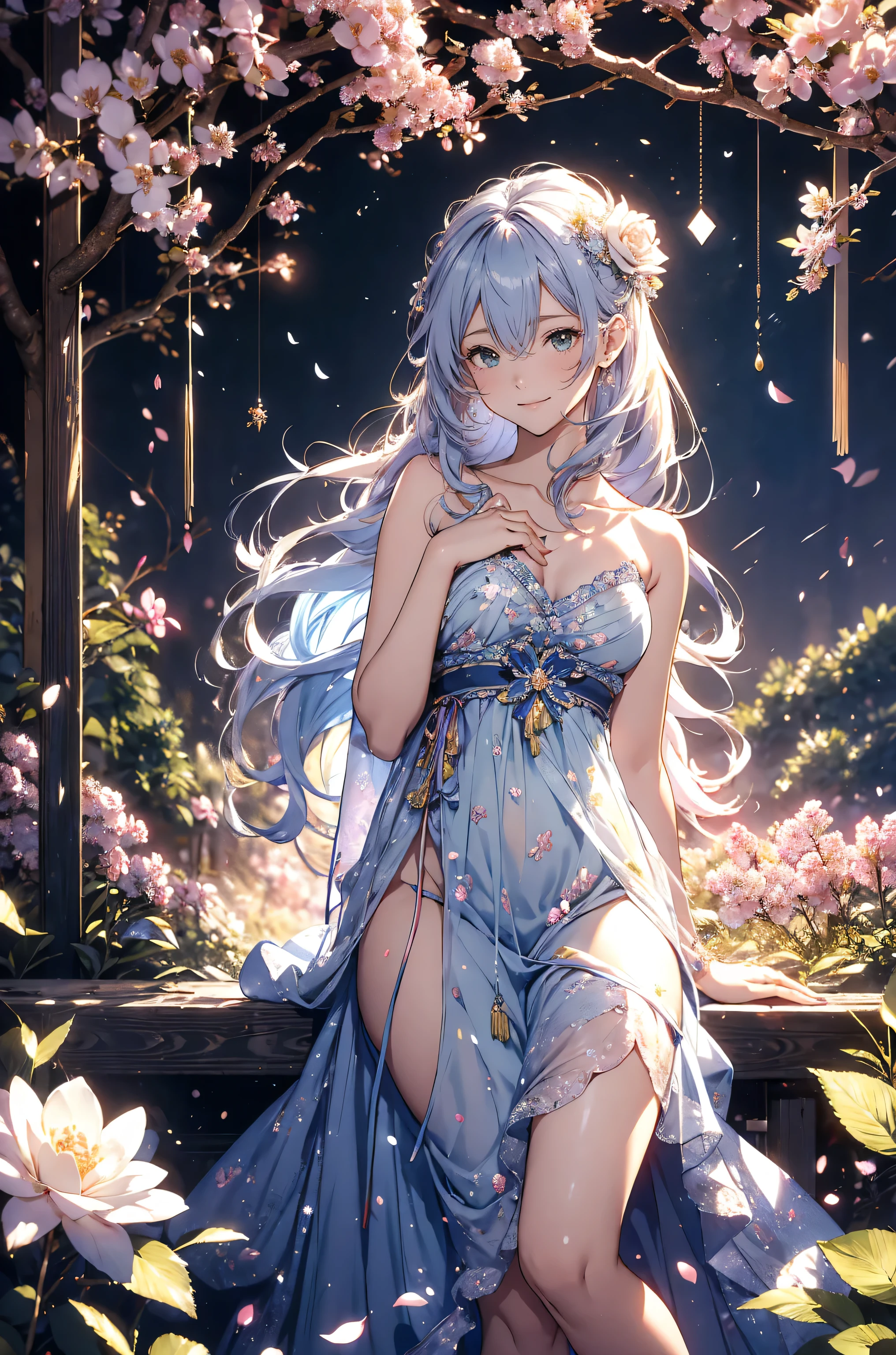 best quality !mystical 大きな装飾窓の縁取り、( Bold Composition ) 1girl cute smile!smile! gentle gaze , beautiful 、Beautiful skin with a chest circumference of 130 、sexy、 Beautiful chest skin !BEAUTIFUL THIGS、beautiful legs ‼️ slender model figure、 music Healing simple lawn composition fantasy world、western fantasy style flower、 beautiful 美しい滝 Green grass Beautiful Rose Hedge flower pot Many kinds of flowers Mr..々flower butterfly々 cherry blossoms、cherry blossoms舞い散る、
Keep it simple beautiful brilliance 、long silver blue hair、The strongest beautiful decorative flower sexy white dress、 calm atmosphere 、昼 petals、 open 、 Beautiful young body 、 big 胸 、beautiful skin, 、beautiful brilliance, high definition depiction , Realistic Fantasy Romanticism ,, ultimate beauty moving!high resolution,