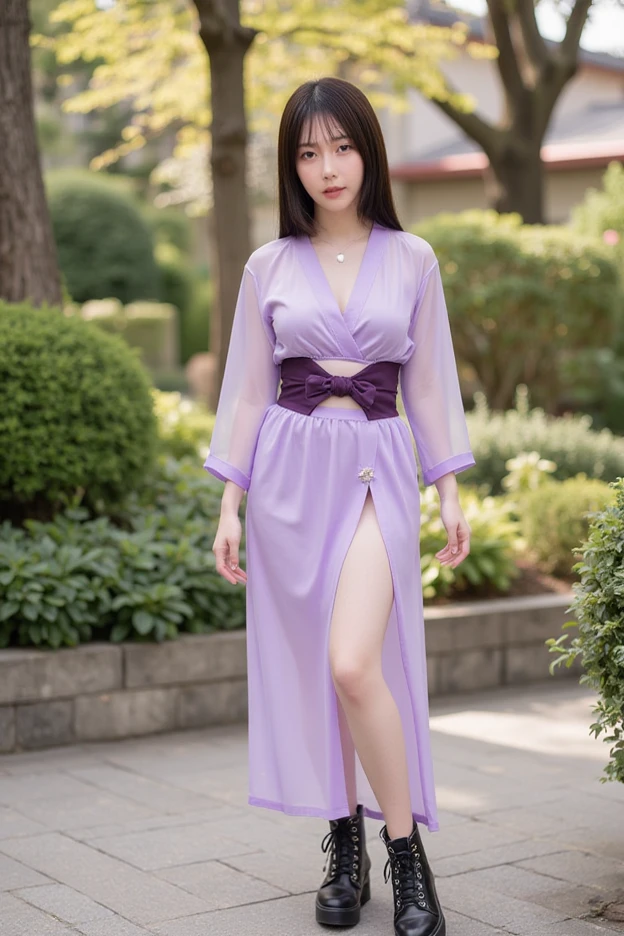 full shot, skswoman, a masterpiece of erotic art, 1 GIRL, in detail the idol DASHA in a sapphire-colored kimono decorated with applications in the form of sakura inflorescences walks towards the camera along a picturesque alley with blooming Japanese sakura along a path strewn with fallen pink sakura petals, in detail in detail small breasts, in detail long chestnut hair long to the ground fluffy mop of hair, bright brown eyes in detail, long fluffy eyelashes in detail, pink tender lips in detail, make-up with arrows with sapphire color in detail, Japanese gane shoes of sapphire color with braids on the shins in detail, in detail ultra-short kimono with deep erotic cutouts reveals beautiful slender legs, a cutout on the chest exposes the décolleté area, character flirting on camera, backlight, bright sun rays, detailed beautiful backlight, soft frontal light, soft shadows on the face, beautiful chiaroscuro on the face and tele, hyperrealism, hyperdetail, high resolution, clear focus, uhd, 32k, website 500px, David Dubnitsky style, nude art style.