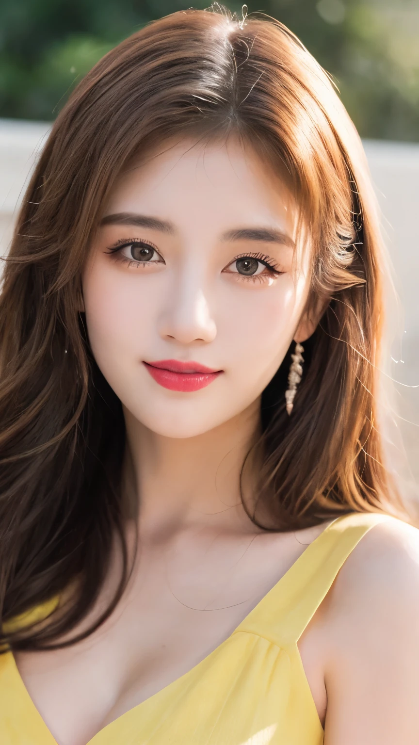 masutepiece, Best Quality, Illustration, Ultra-detailed, finely detail, hight resolution, 8K Wallpaper, Perfect dynamic composition, Beautiful detailed eyes, Autumn Women's Fashion,waved hair,small tits、Natural Color Lip, Bold sexy poses,Smile,Harajuku、20 years girl、Cute、Sexy shot looking at camera