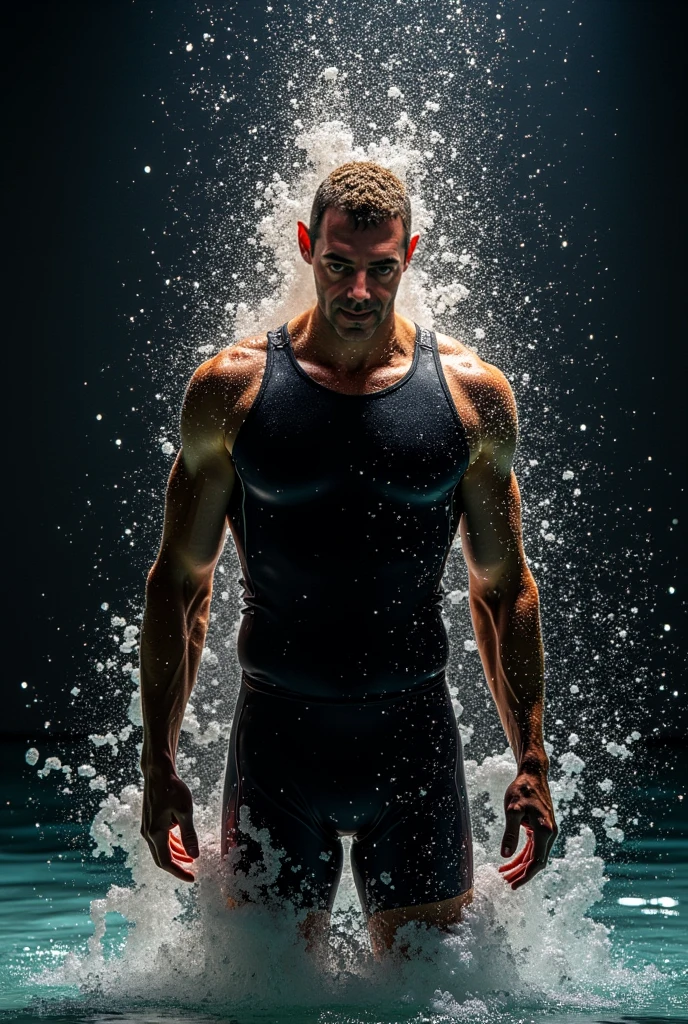 Prince william, a shirtless athletic man running on a lake, dramatic cinematic lighting, moody color palette, vogue magazine cover concept, detailed musculature, water splashing, photorealistic,chiaroscuro,dramatic shadows,vibrant colors,high contrast,dynamic pose,glossy skin,sculpted abs,wet hair,striking gaze,powerful movement