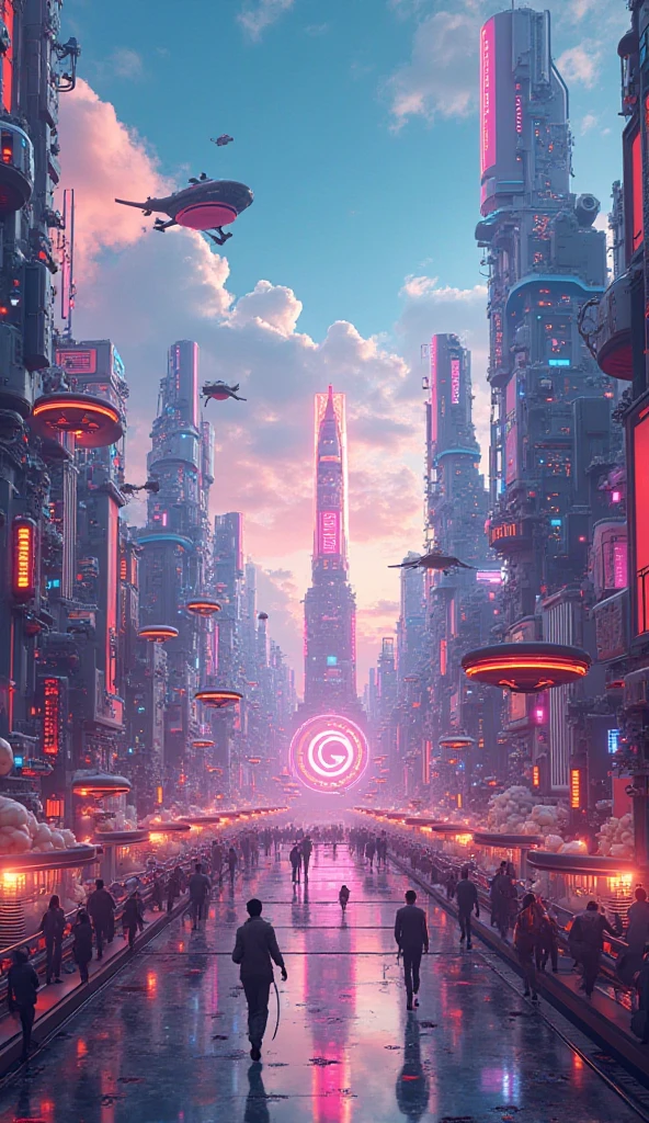 Create wallpaper with SENDROM logo, with the theme cities of the future. very colorful and fun

