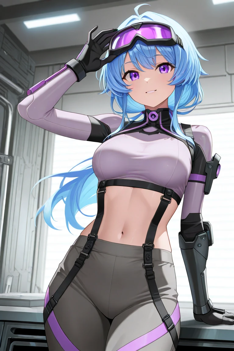 1girl,big_breasts,cap,hair_over_one_eye,bare_shoulder,closed_mouth,angry