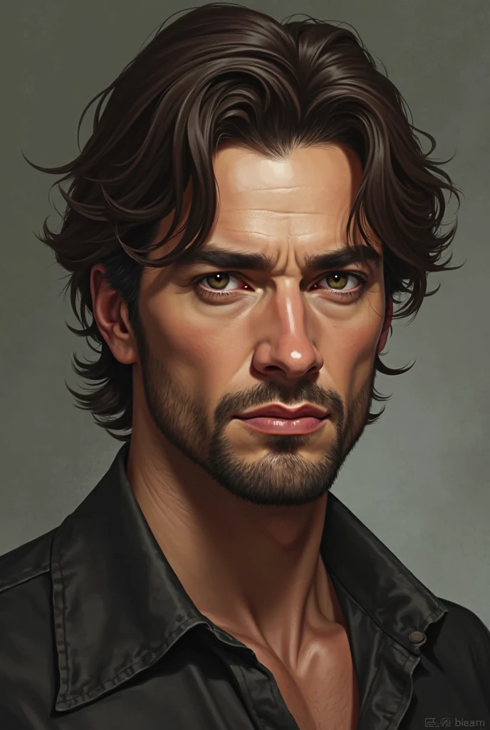 Remove the beard and leave the hair dark brown