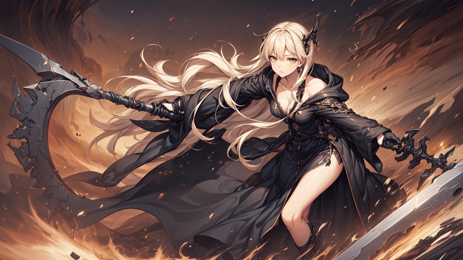 8K resolution, masterpiece, Highest quality, Award-winning works, unrealistic, From above, erotic, Only sexy women, healthy shaped body, 22 years old, Black Mage, Height: 165cm, huge firm bouncing busts,, Silvery long wavy hair, Detailed facial depiction, break, Mysterious blue eyes, Standard nose, eyeliner, Pink Lips, Sexy long legs, Transparent muscle, holy knight, Gothic ruffle long dress, A dress with a complex structure, Seven colourful dresses, Clothed in flames, royal coat of arms, elegant, Very detailed, Delicate depiction of hair, Miniature Painting, Digital Painting, artステーションコンセプトart, Smooth, Sharp focus, shape, artジャム、Greg Rutkowski、Alphonse Mucha、William Adolphe Bouguereau、art:Stephanie Law , Royal Jewel, nature, Symmetric, Greg Rutkowski, Charlie Bowwater, unrealistic, Surreal, Dynamic Lighting, ファンタジーart, Complex colors, Colorful magic circle, flash, dynamic sexy pose, A kind smile, Mysterious Background, aura, A gentle gaze, break, Small faint lights and flying fireflies, night, lanthanum, 山の頂From above下界を見下ろす, Starry Sky, milky way, nebula, shooting star, A sacred staff that emits a brilliant light, Back view, Facing the camera