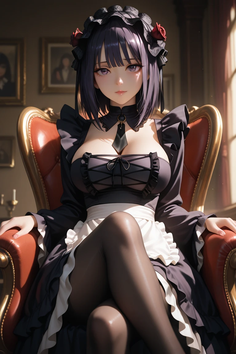 (masterpiece:1.3, Highest quality, Ultra-high resolution, Very detailed), (Realistic:1.1, photoRealistic:1.4), Beautiful illustrations, Perfect lighting,Written boundary depth, Beautiful detailsまでこだわった髪, Beautifully detailed face, Beautiful details, Beautiful clavicle, Beautiful body, Beautiful and juicy breasts, Beautiful thighs, Beautiful feet, View your viewers, 1 Girl,Perfect Face, (Perfect ???????, Anatomically correct), Cute and symmetrical face、Baby Face、((Shiny Hair)),(Beautiful views),((Bedroom、On the bed)),(かわいいsmile, smile)、Sexy Body、(masterpiece),(Highest quality：1.3),8K,Very clear,(Ultra-realistic), One Girl,Wide Shot,((Large Breasts)),Wide Hips,Beautiful feet, Captivating woman、(masterpiece、Highest quality、Very detailedな)、((1 Girl))、((Short black hair))、black eye、((とてもLarge Breasts))、Cleavage、(8K、Best image quality、Highest quality、Accurate human body、Someone knowledgeable、Correct five-finger、4K - ultra-vivid、Highest quality, masterpiece, Ultra-high resolution, Detailed Background、The perfect background、　　　　　　　　　　　　　　　


Oily skin, Glowing Skin、Realistic skin texture、Beautiful skin in every detail、Shiny skin、Glowing Skin,
masterpiece)、


Black hair in twin tails、short hair、Wavy Hair、Blunt bangs、Purple eyes、Expressionless、Piercing the modest chest、Pink ruffled outfit、Off-the-shoulder strapless、Black mini skirt、((Fishnet tights))、Platform leather shoes、A charming female brat、

(((Dim lighting)),(Sit on a large velvet leather sofa、She looked up as if to snuggle up to me..、Night Patrol:1.2, Lounge Girl:1.3, sit right next to me:1.3, throw:1.2, drink alcohol)、(Sweet stuff, Ecstatic face:1.5)