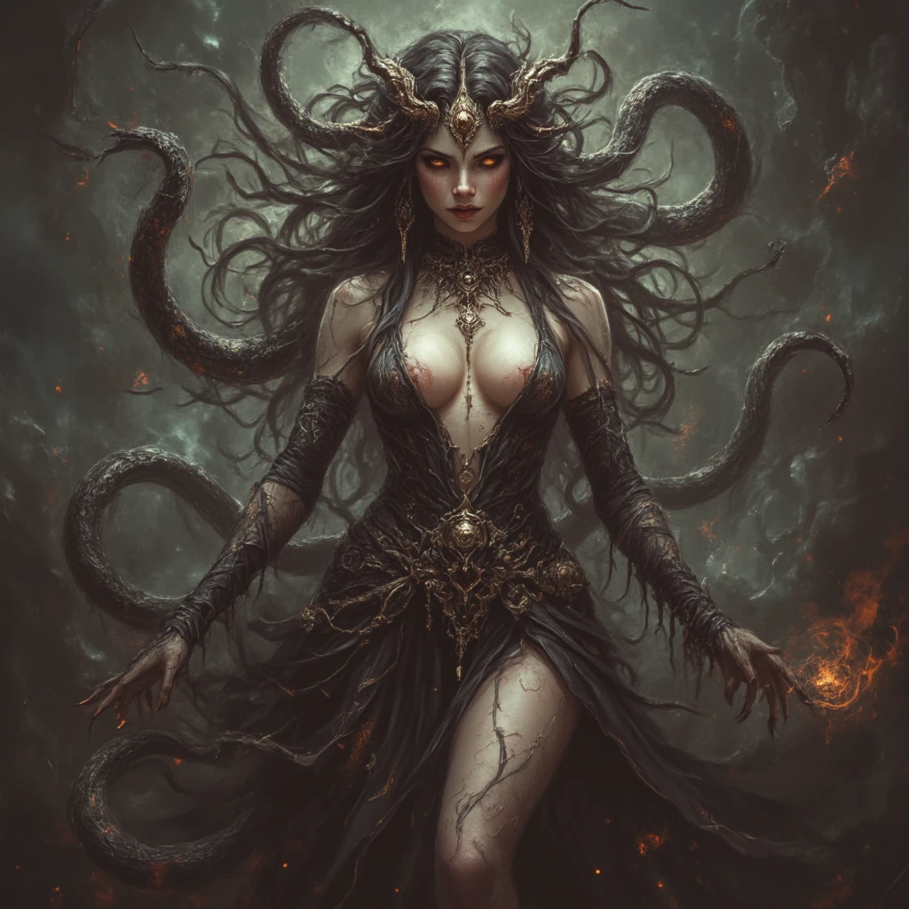 The ritual of The Queen of the Damned, Depressed Side of Humanity, by Alberto Seveso, Luis Royo and HR Giger, artstation, Dark, and highly detailed digital painting of a group of necromancers summoning a powerful undead creature, with a greenish glow and occult symbols in the background in the style of art by zdislav beksinski and wayne barlowe, the image should have a sharp focus, Intricate details, and be trending on artstation.