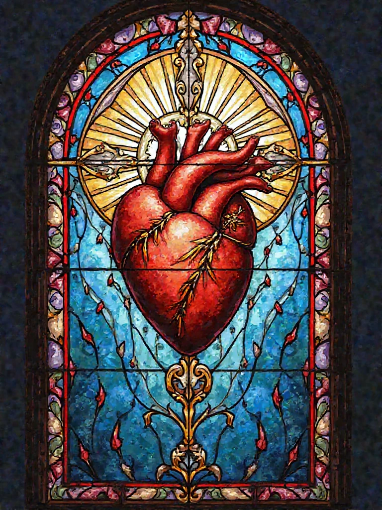 Heart of Jesus stained glass style