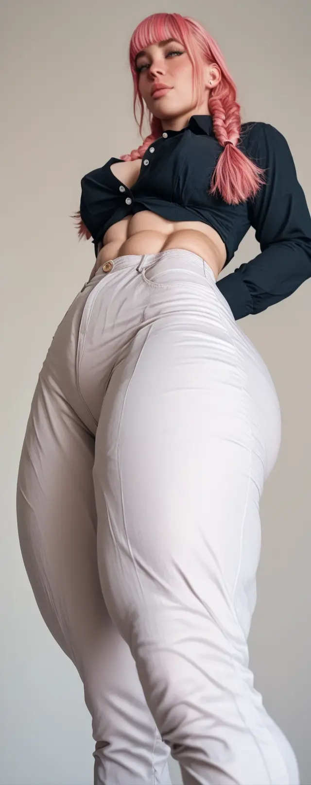 araffes and a naked woman standing in a field of grass, bag over the waist, hand on hips, skinny waist and thick hips, her hand is on her waist, accentuated hips, exposed waist, waist - shot, large hips, middle shot waist up, beautiful girl, big ass, huge ass, bbw, from behind, thick, thick thighs, wide hips, bbw, big , sideboob, giant ass, side view, big butt, round butt, tight underwear, underwear halfway off, underwear taking off, grabbing ass, ass spilling over underwear, too thick for clothes, facing right, naked, naked ass hanging out of pants, no pants, no clothes, Big tits, huge , no clothes, sexy, cute, minimal clothes, thick, bbw, chubby stomach, thick nipples, nipple piercings, large areola, hard nipples, piercing through shirt, nipples hard through shirt, busty, major cleavage, naked, ripping through top, spilling over sides, bra too tight, giant tits, extra wide hips, upper body zoom in, showing off huge tits , fat stomach, see through top, fat bbw, large areola showing, major cleavage, down to stomach, wide hips, sexy, upper body zoom, showing off , top half only, showing only upper, only a bra, showing off cleavage, naked, big tits showing, latina big tits out, no clothes, naked