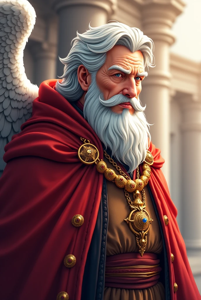 ((  top quality )), ((masterpiece)), (   details)　 anime style　 male　elder　 Gray Hair　rich beard　 Cold-Hearted Expression　６０age　Holy Outfit 　Holy Wings On Your Back