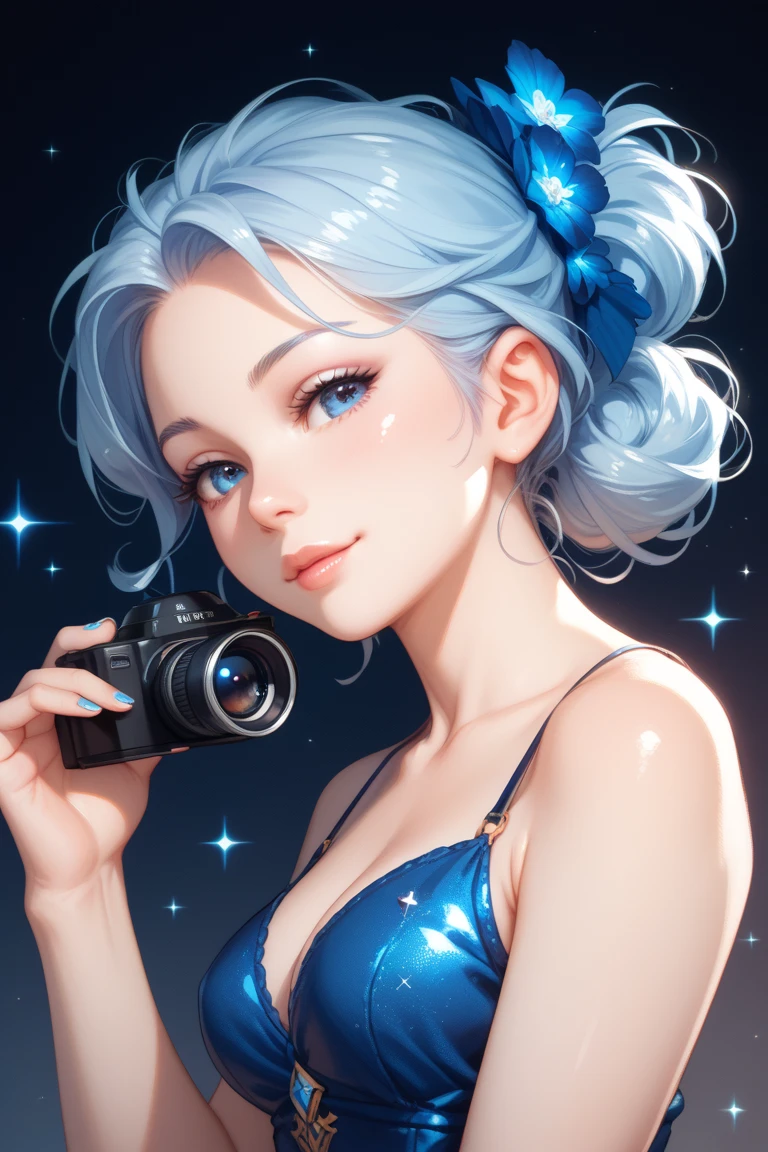 Shiny glossy material with imbedded diamond sparkles that create a beautiful piece of clothing when worn on the a lean and fit body, the appearance of such fabric is illuminated in a brilliant presence in the correct lighting and surroundings, casting shadow of blue radiance 