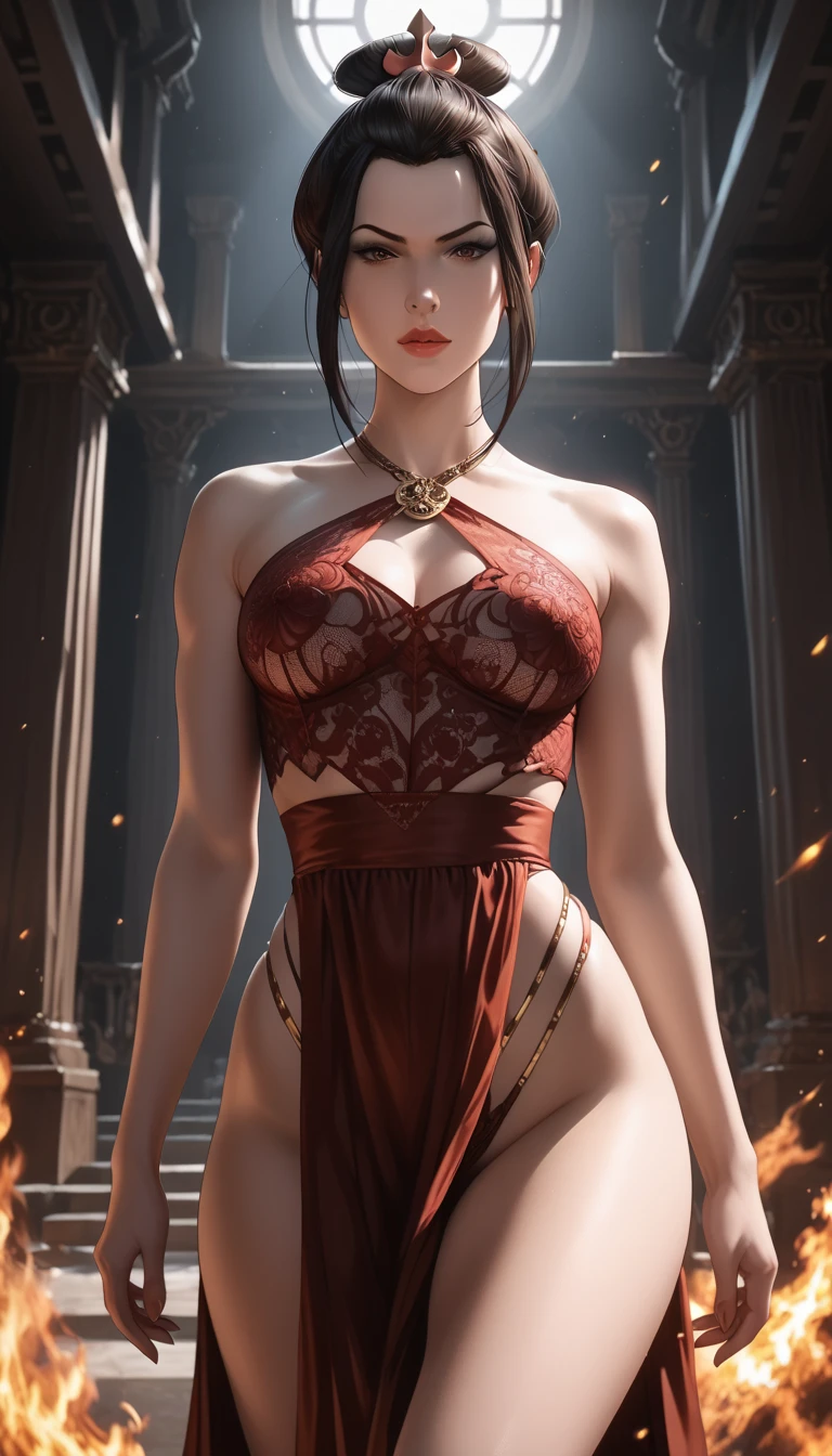 ultra realistic 8k cg, flawless, clean, masterpiece, cinematic lighting, cinematic bloom, perfect face, beautiful face, fantasy, dreamlike, ((unreal engine 5)), science fiction, lace trim, lace-trimmed legwear, luxury, jewelry, diamond, gold, pearl, gem, sapphire, ruby, emerald, intricate detail, delicate pattern, charming, alluring, seductive, erotic, enchanting, hair ornament, necklace, earrings, bracelet, armlet.
((best quality:1.5)), 1 girl, solo, (muscle abs:1.2), (shiny skin:1.3), (huge fake breasts, round breasts:1.5), goddess armor dress, black stocking, ((full body)), looking at viewer, (walking down in the castle room:1.2), diffuselighting, depth of fields, Background bokeh.