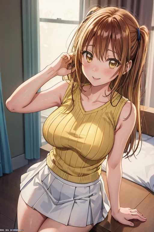 big tits, bra, panties, Busty, thick, best quality, (masterpiece:1.2), indoor, room kotegawa nanaka, looking at viewer, light smile, open mouth, brown eyes, long hair, close up