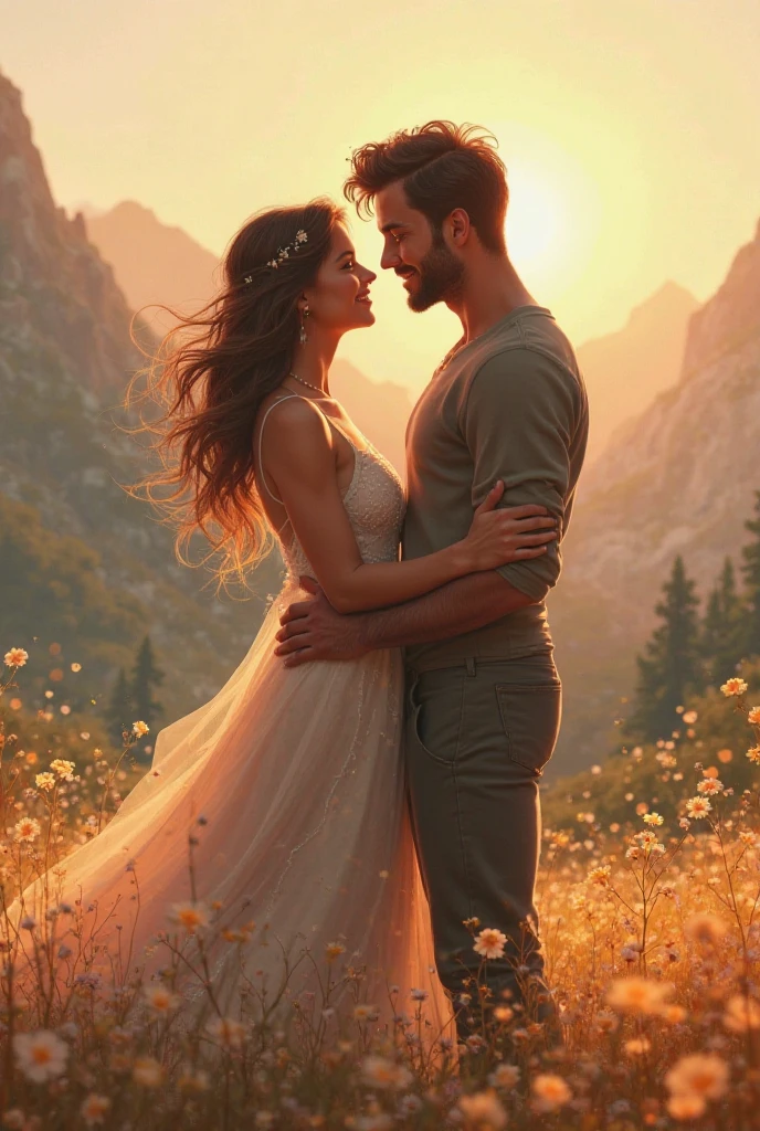 A man ran and hugging a woman that he loves in the munnar