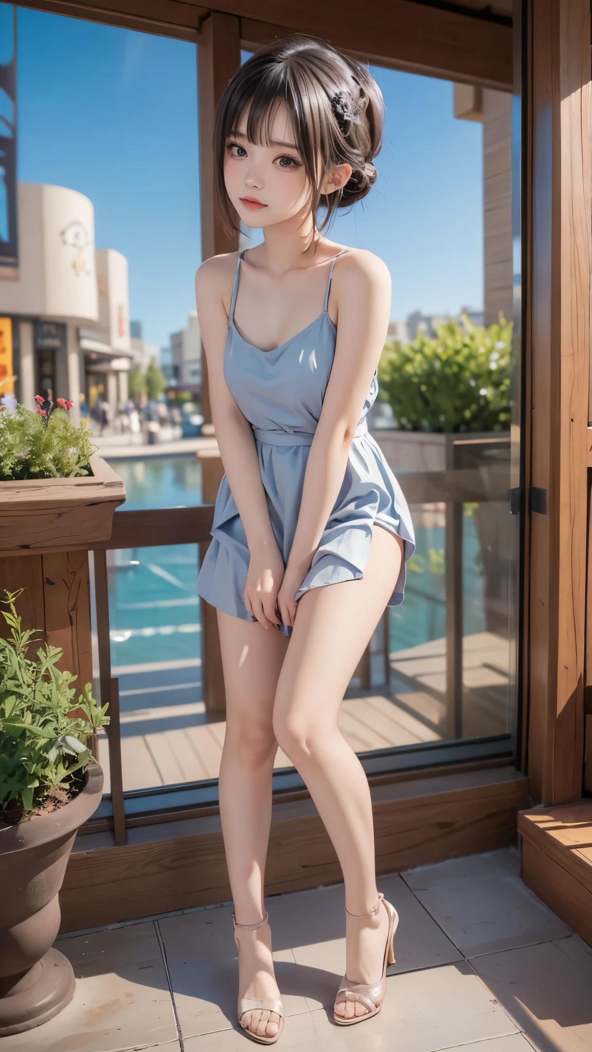 ((full body))、(Transcendental Cute Beautiful Girl、Baby Face、Young Face、idol faces)、slender body、Small beautiful breasts、thin thighs、Cute Miniskirt Dress、 small nice ass、cute face、Strong blush、Beautiful nose、Moist Duck Mouth、cute hairstyle、fantastic scenery、top quality、8K、 RAW photos 、reality、Ultra Fine、(perfect anatomy)、perfect eight-life body hanged、(((masturbating together)))、(detailed hands:1.mall right hand:1.3)、top quality、((The greatest masterpiece of eroticism))、Max Video Quality、reality、Ultra Fine