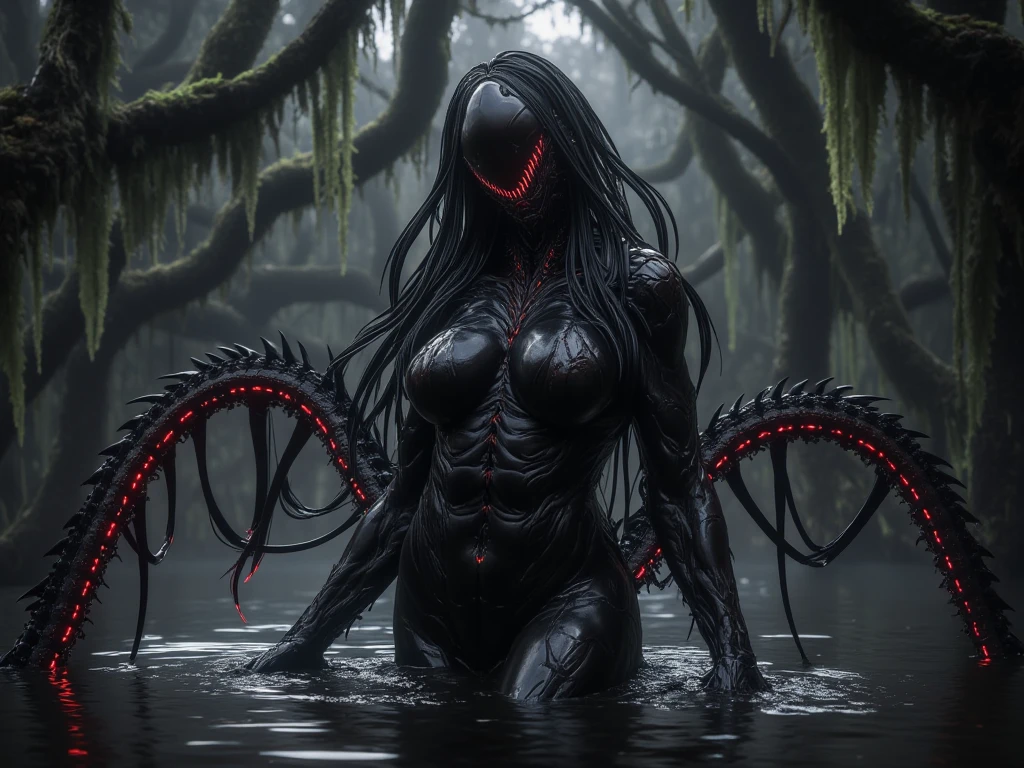 a close up of a woman with a red hair, female humanoid creature, female alien, alien woman, lolth, hot goo humanoid woman, hot slime humanoid woman, slime woman hybrid, perfect human female specimen, slime skin, female assassin, female full body