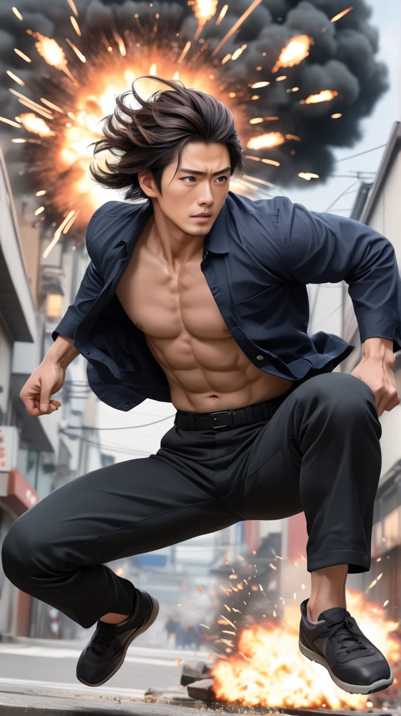 45 yers old,Hidetoshi Nakata ,(Kogoro Mouri 1.3),浴室,A man crouches,Raised butt,leg wide open,Crotch contour,wearing an sexy underwear,with mustache,tmasterpiece,k hd,the feet,Transparent sports vest,semi transparent,black long socks,The barefoot,Thick chest hair,dark-skin,green color,scowling