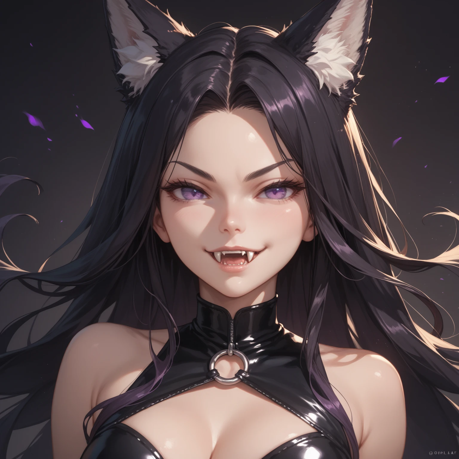 ,((long hair slightly wavy slightly past the shoulders, black bangs, small black pigtails on the sides, cute cat ears, beautiful thin red eyes,)),Mejor calidad, Detalles intrincados,
1 chica, evelynn_por defecto, abertura_alumnos, brillante_eyes, negro_Sclerotic, blanco_cabello,
mntydge, dux,
