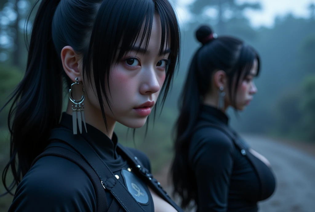 Multiple Shinobi Beauties,Cool looking ：1.2, frightened face：1.3、,crying and begging for life：1.3、has a different face,There are many types of hairstyles and hair colors:1.5,Well-Trained Body,Adult body type,???????????、clothes are ?????? shinobi costumes、?????? ARMOR：1.3、Metal leather equipment、Exposed：1.3、caught and threatened by enemies,Before execution、There are only beautiful women：1.2、Vast natural environment,Twilight Sky,moonlight,fog can get in,A sense of urgency,Dark Fantasy,digital art,PHOTOREAL,high resolution,4K,Extremely tight,Professional, vibes,Deep Focus,realistic colors,dim,Bluish, mysterious 、greatest masterpiece、night