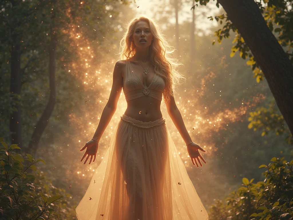 Beautiful femdom Goddess, nude, natural breasts, aura, men are in love with her, the camera is slightly below her, realistic photo, 8k quality, masterpiece
