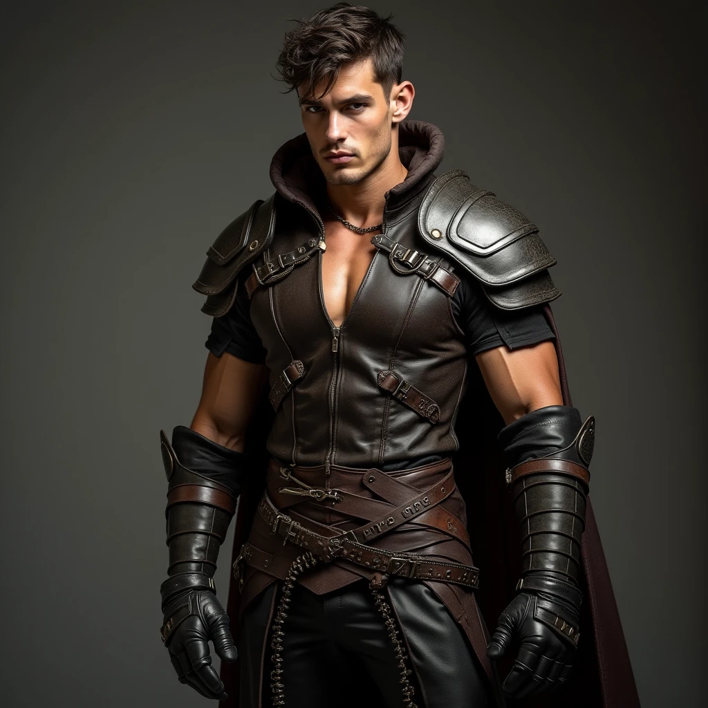 clean face, masculine face, rough face, villain face, bad guy face, scar on face , puffy nipples  , big bulge