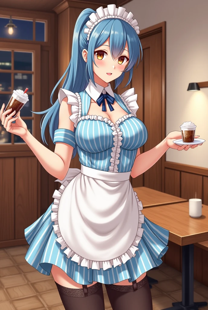 ((highly detailed)), genshin impact, ganyu, perfect human hands, (great breast:1.1),masterpiece, best quality, ultra-detailed, glistening shiny, glowing light, ray tracing, HDR, deph of field, (perfect face, detailed face, detailed eyes,perfect hands,perfect fingeredium :1.2),8k,HD,ultra realistic face,ray tracing,perfect lighting,best quality, ultra-detailed, shiny eyes, (looking at the distance, serious:1.1), ((1girl:1.2)),cowboy shot,thicc,streaked_hair,((blue gradient hair)),multicolored eyes, gradient eyes, (glowing eyes:1.5), mascara, (fashion make up), (parted lips,blush, cafe maid, cafe, inside cafe, maids, tables, food, restaurant:1.4),((super detailed background)), dynamic poses, ((8k wallpaper)), (mature female), white headwear, black thighhighs, (((mini skirt:1.4))), gigantic sagging breast, (ganyu horns), (((ass focus))), (((panties))), (((white underwear))), crouching, cleaning