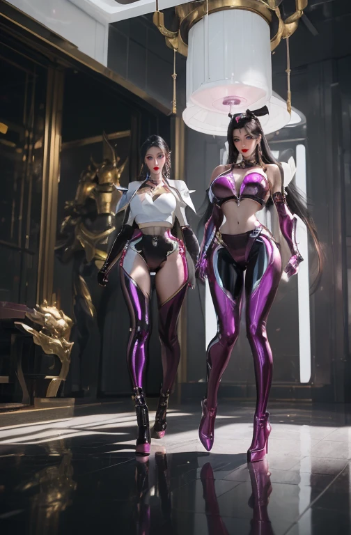 AI GIRL,SOLO,UPPER BODY, ((BEAUTY BLACK HAIR)), (GIGANTIC FAKE BREAST:1.5), ((CLEAVAGE:1.5)), (MUSCLE ABS:1.3), (LED PURPLE WHITE SHINY FUTURISTIC MECHA CYBER CROP TOP, BLACK MECHA SKINTIGHT LEGGINGS:1.5), (BUSTY PERFECT BODY MATURE WOMAN, SWEATY BUSTY BODY:1.2), (LOOKING AT VIEWER:1.3), (female focus:0.8), (HALLROOM OF FUTURISTIC SPACE STATION:1), (BRIGHT LIGHT WHITE_ROOM:1.3), HYPER TEXTURE, (4X MSAA), ((UNREAL ENGINE 5 RENDER)), PHYSICALLY-BASED RENDERING, ULTRA HIGHT DEFINITION, 16K, 1080P.