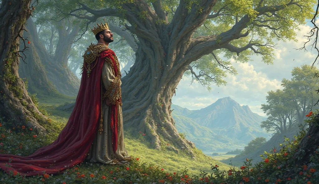   जब  राजा ने पेड़ के ऊपर देखा 