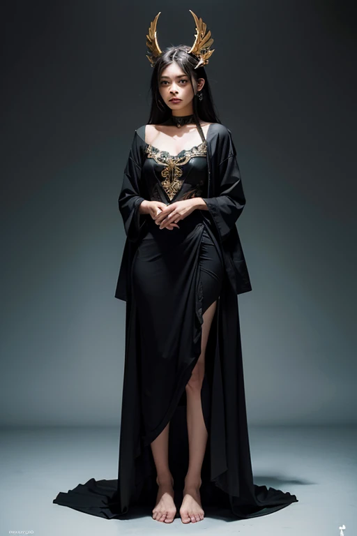 A girl who join in the pageant and wearing her final gown the gown is color black and its inspire by the oldest tattoo artist in the philippines 3d image