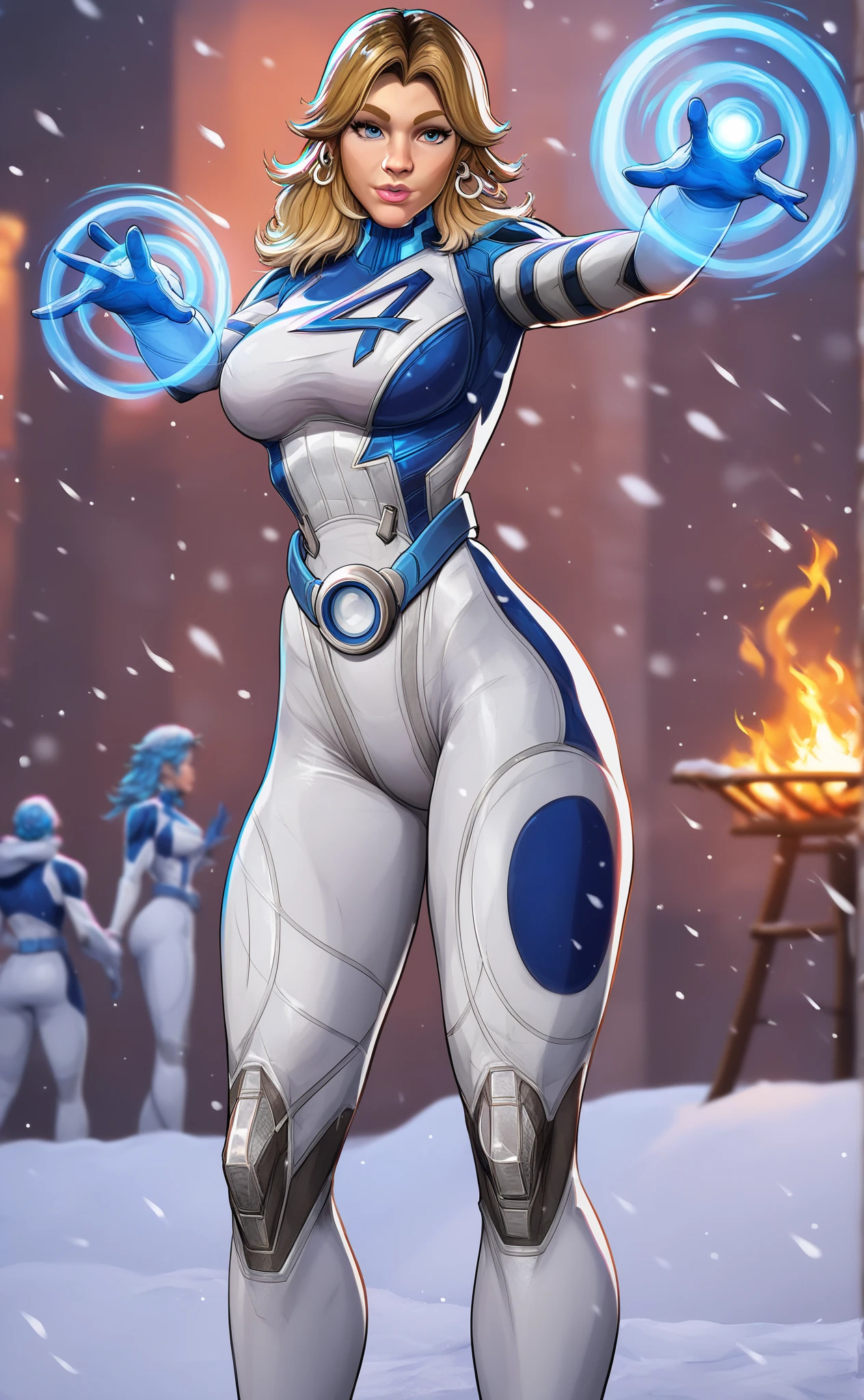 8k, 4k, Detailed, High quality, furry, female, mature female, by buta99, arctic protogen, long visor, blue visor, tuft neck, fluffy tail, sexy body, futuristic assasin clothing, hoodie, riffle