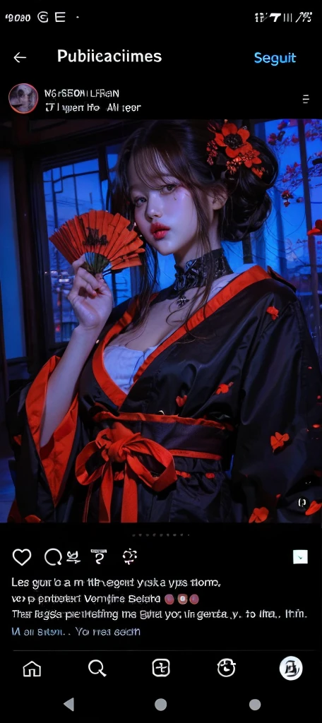 Beautiful Geisha，Wearing a tight fitting black kimono with red patterns，Wearing a hat that covers one eye，Wearing stylish geta sandals